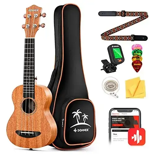 Donner Concert Ukulele Beginner Mahogany 23 Inch Ukelele [1]