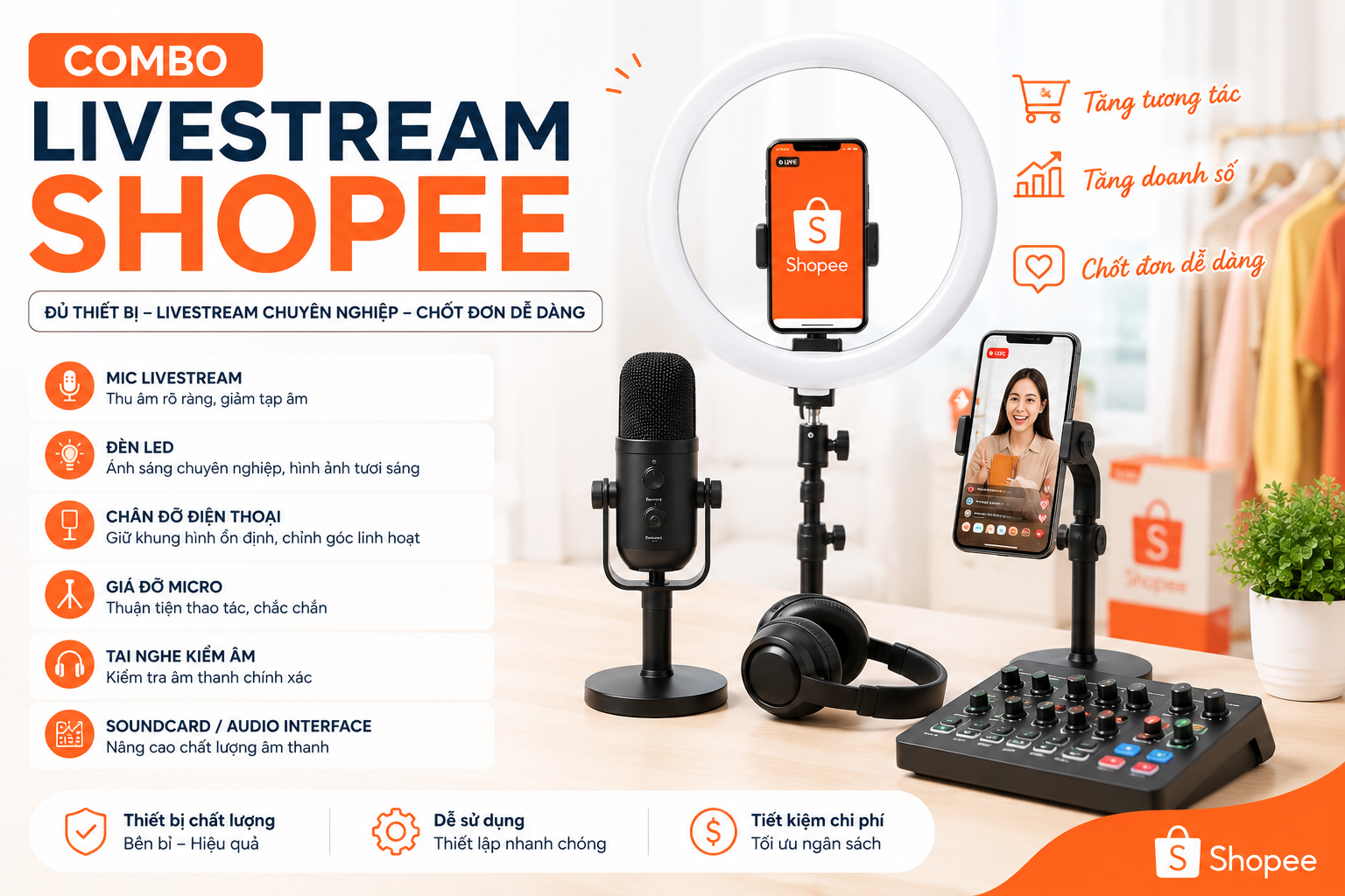 Combo Livestream Shopee gồm những gì? Hướng dẫn lựa chọn từ A–Z