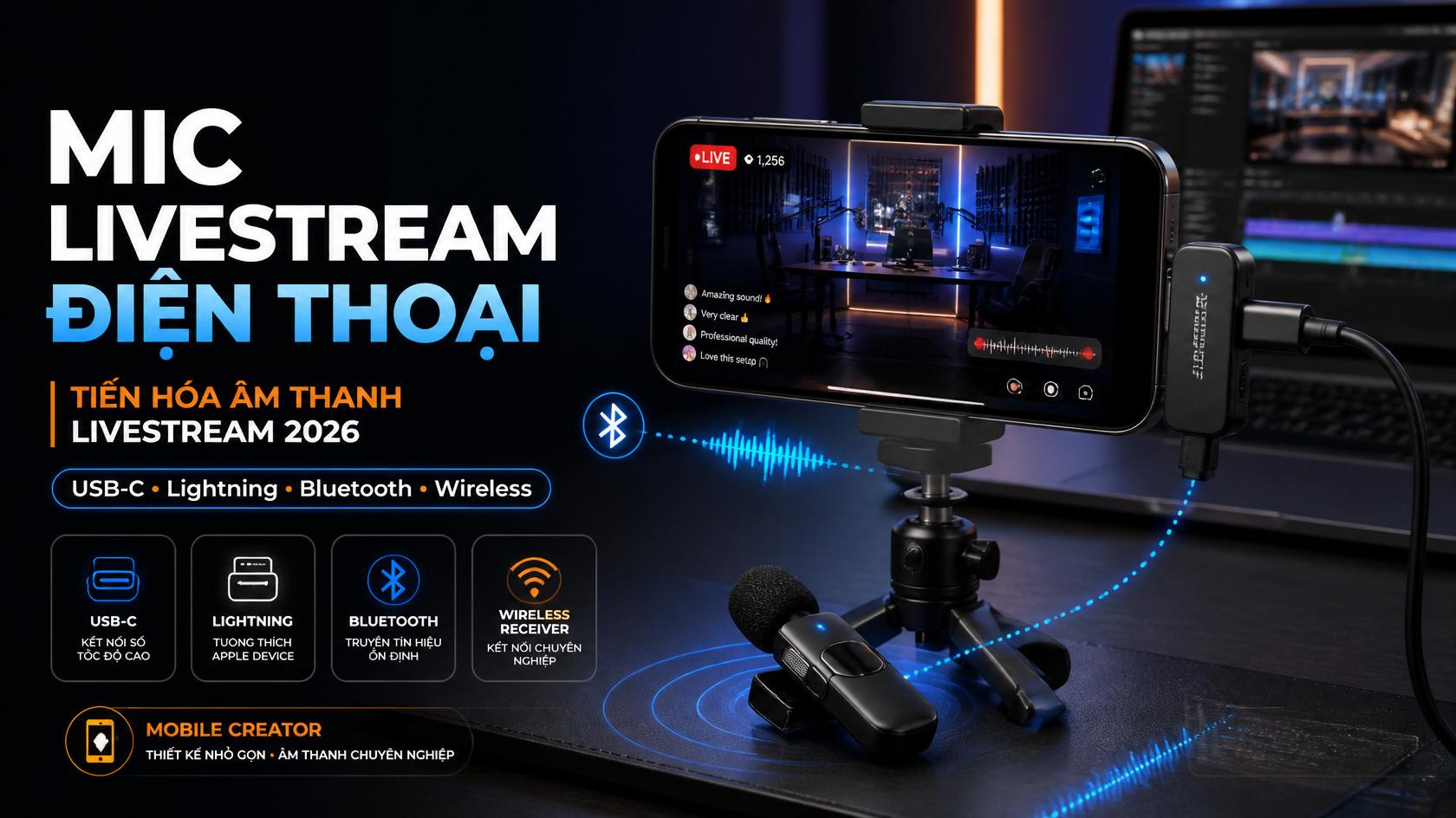Mic Livestream điện thoại bùng nổ năm 2026: Xu hướng mới của nhà sáng tạo nội dung