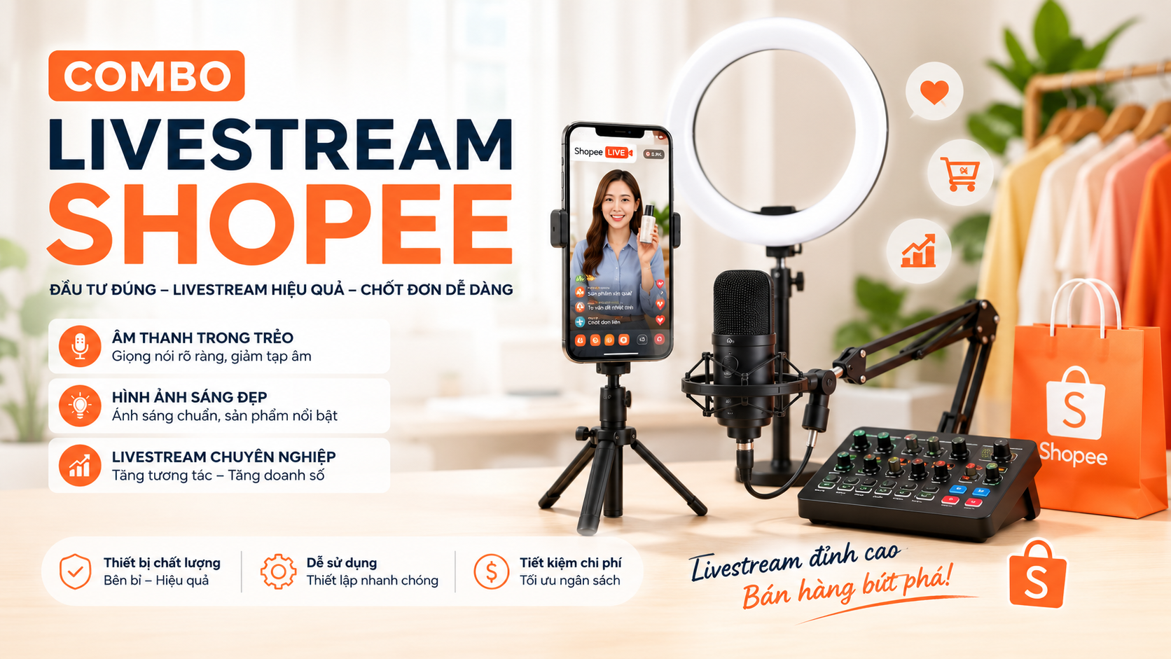 Combo Livestream Shopee gồm những gì? Hướng dẫn lựa chọn từ A–Z