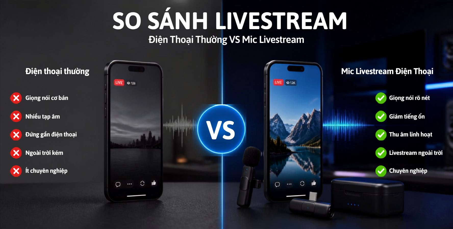 So sánh các chuẩn kết nối của Micro livestream điện thoại: USB-C, Lightning, Bluetooth và bộ thu không dây