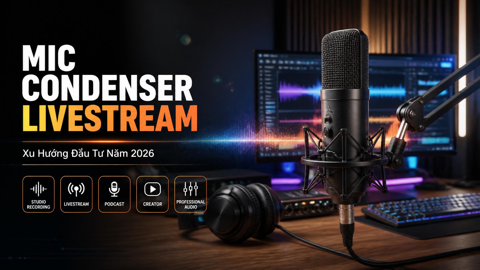Mic condenser livestream: Giải pháp nâng cấp âm thanh cho streamer và nhà sáng tạo nội dung năm 2026