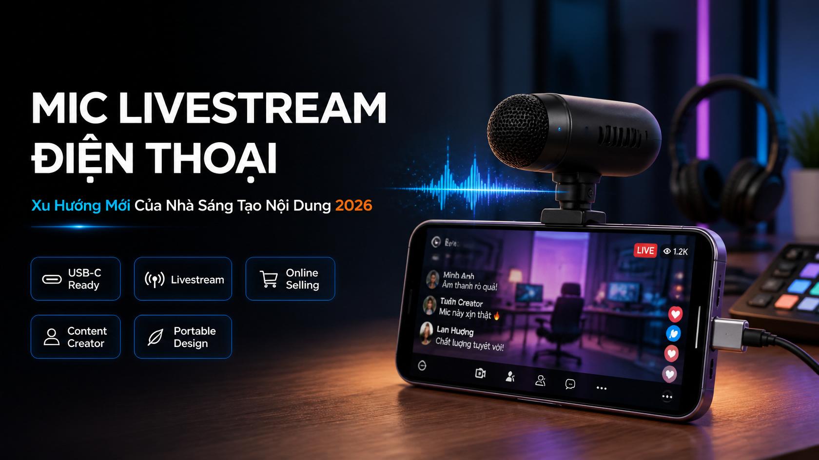 Mic Livestream điện thoại bùng nổ năm 2026: Xu hướng mới của nhà sáng tạo nội dung