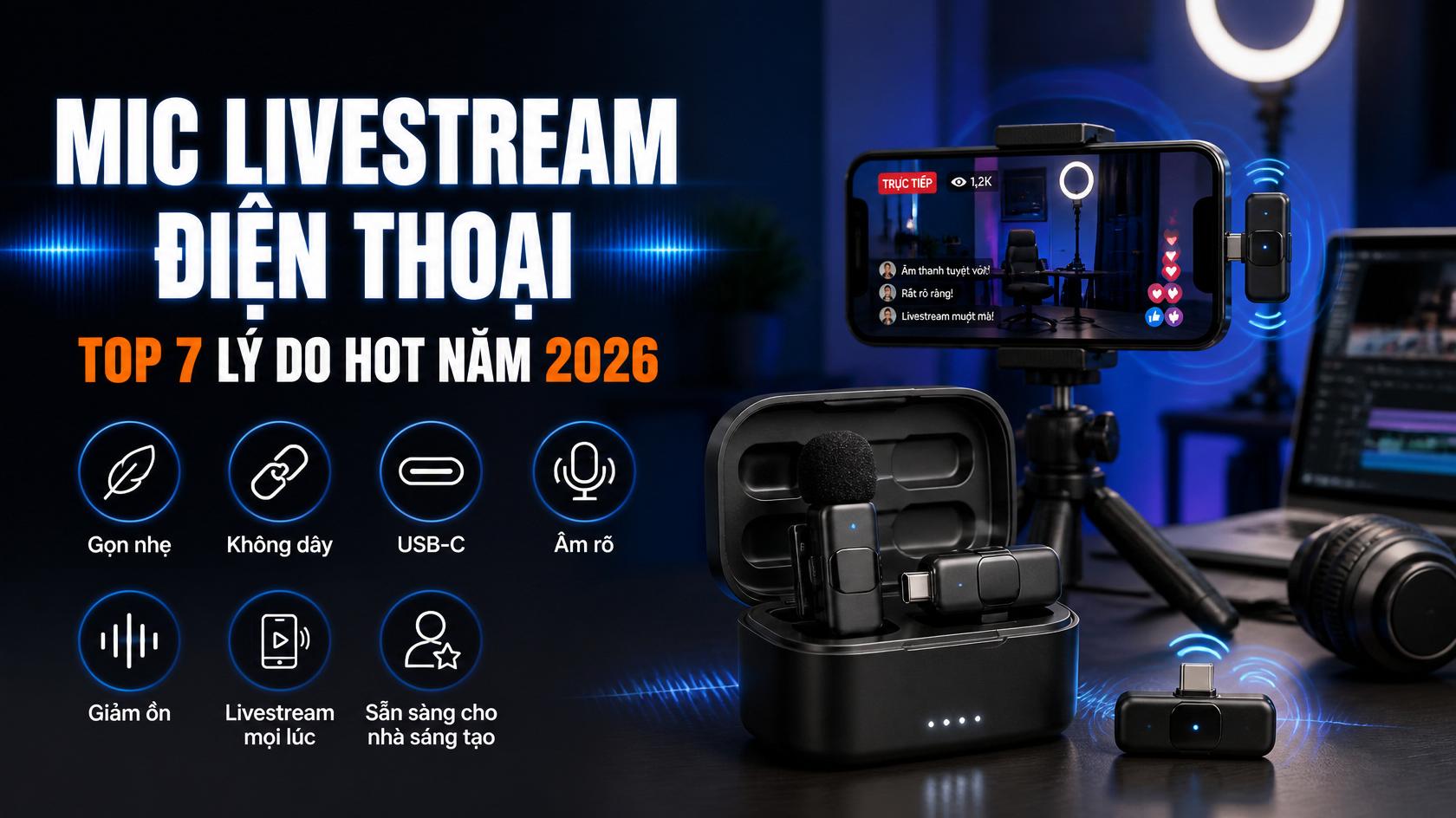 Micro livestream điện thoại — thiết bị âm thanh cho livestream bằng smartphone năm 2026