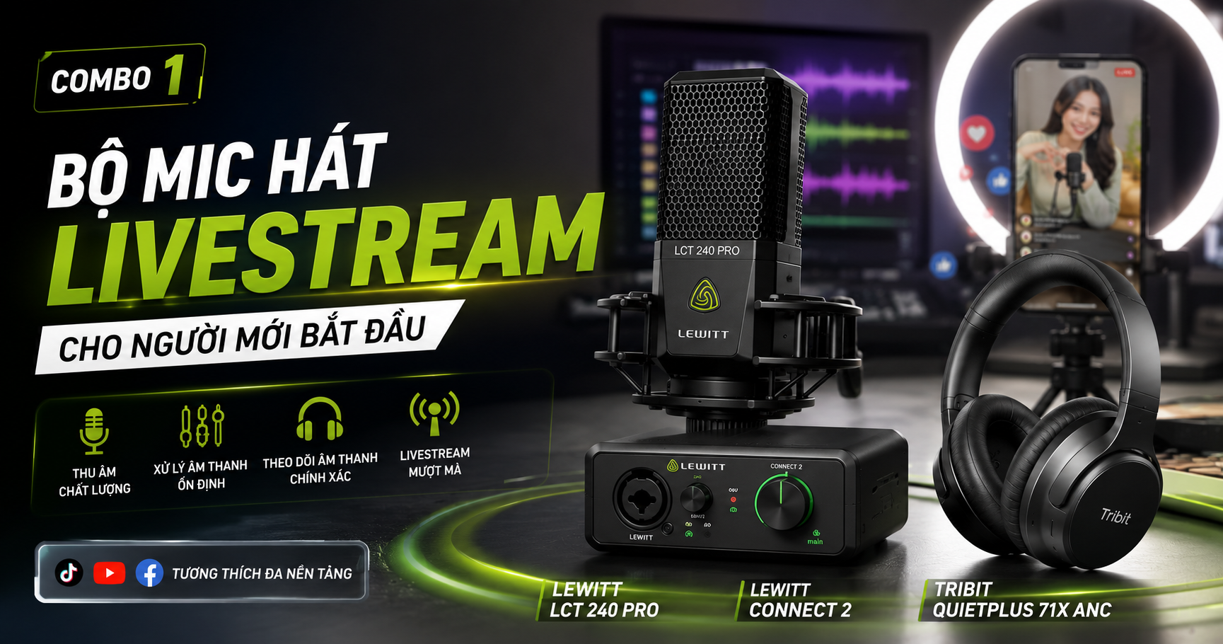 Combo 1 - Bộ mic hát livestream cho người mới bắt đầu