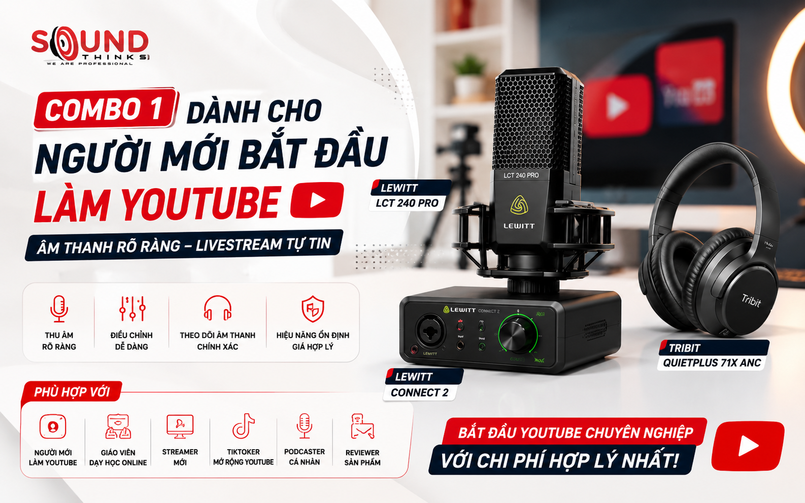 Combo 1 livestream YouTube cho người mới bắt đầu