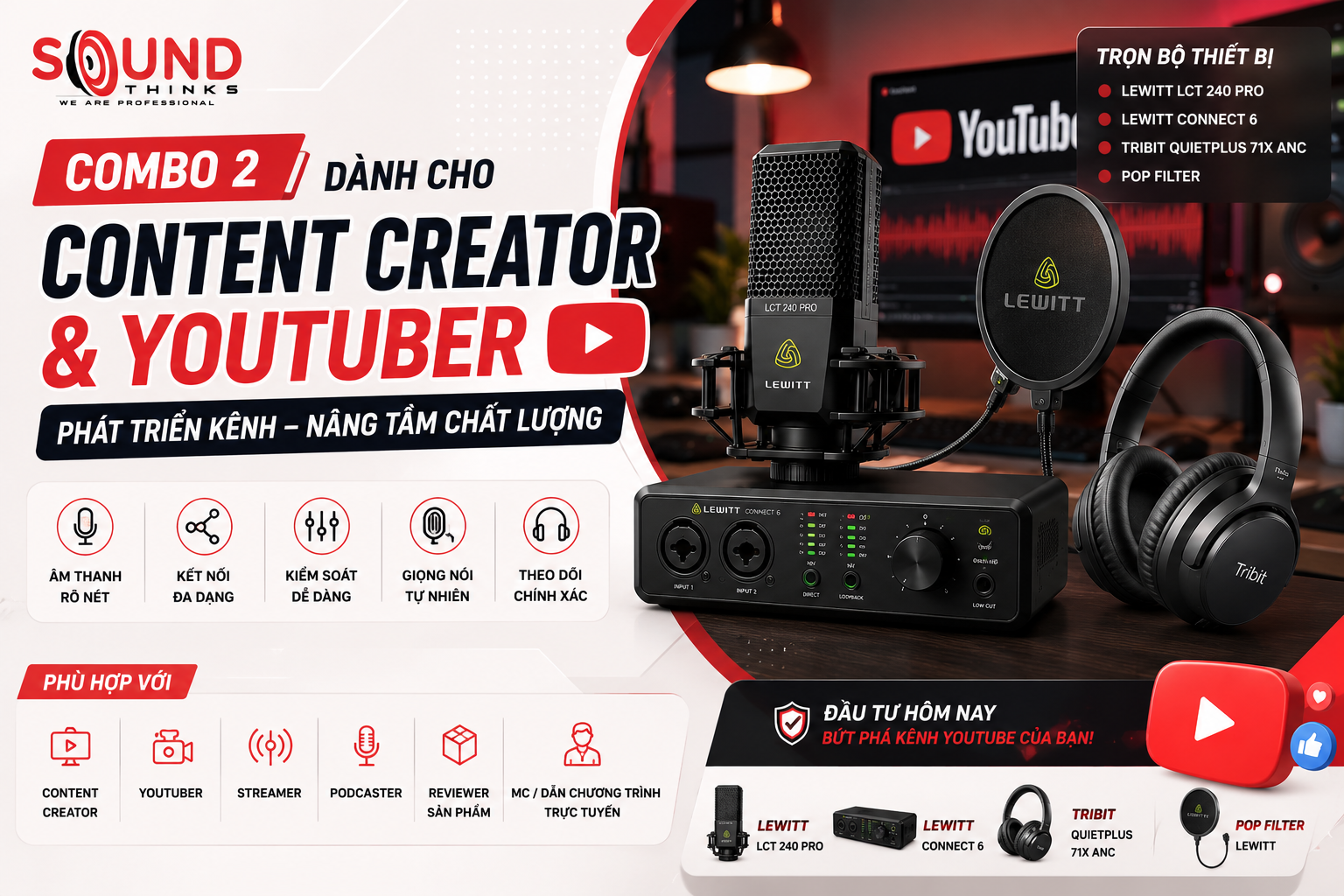 Combo 2 livestream YouTube cho Content Creator