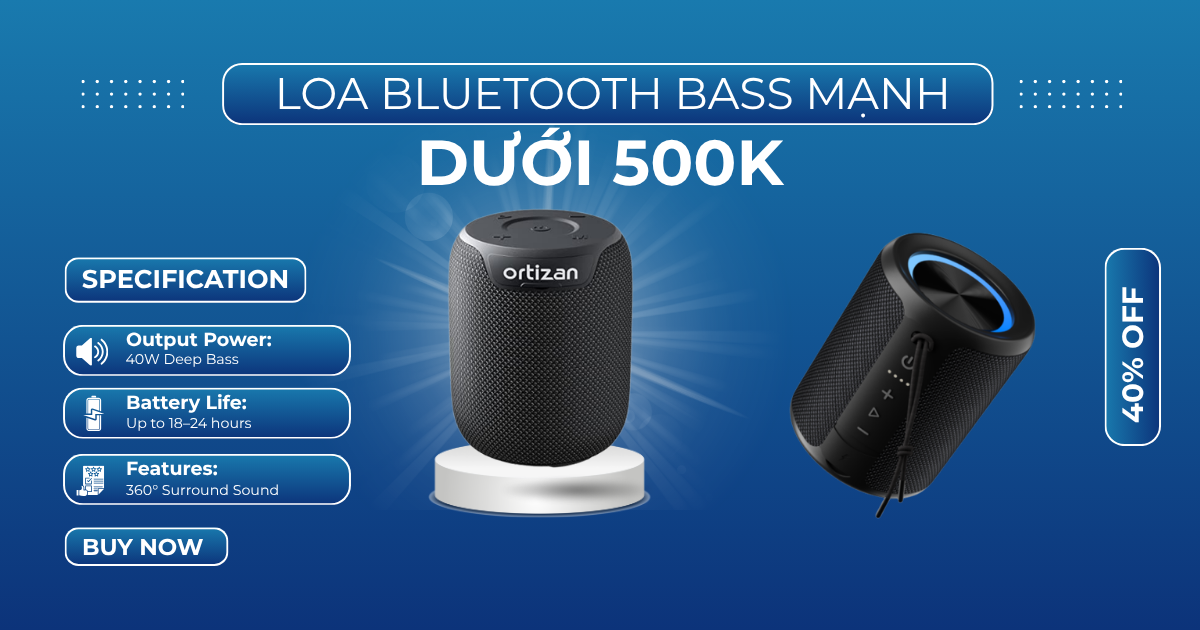 Loa Bluetooth Bass Mạnh Dưới 500k 1