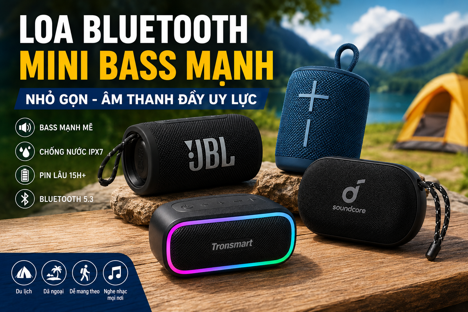 Loa Bluetooth Mini Bass Mạnh Nổi Bật