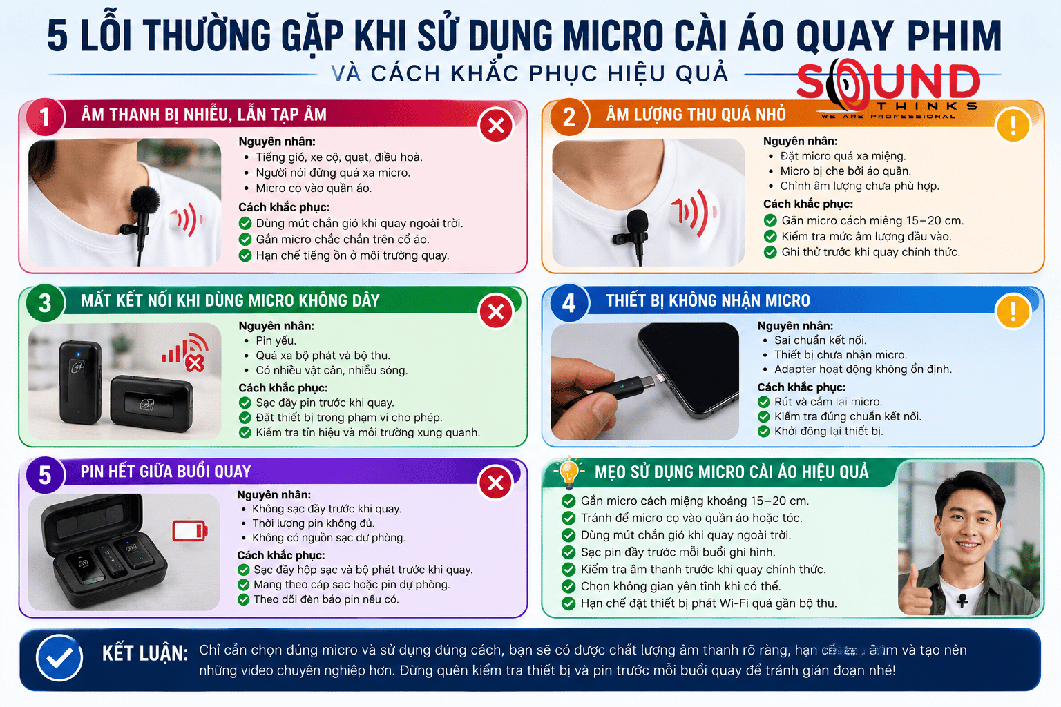 Lỗi Thường Gặp Khi Sử Dụng Icro Cài áo Quay Phim