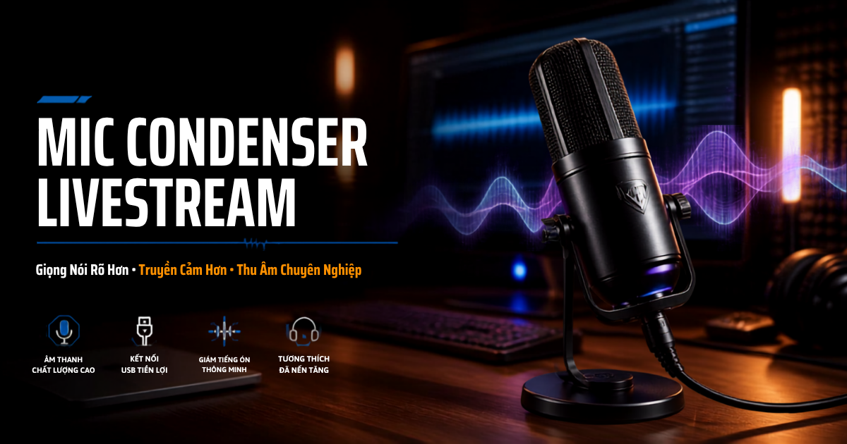 Mic condenser livestream: Giải pháp nâng cấp âm thanh cho streamer và nhà sáng tạo nội dung năm 2026