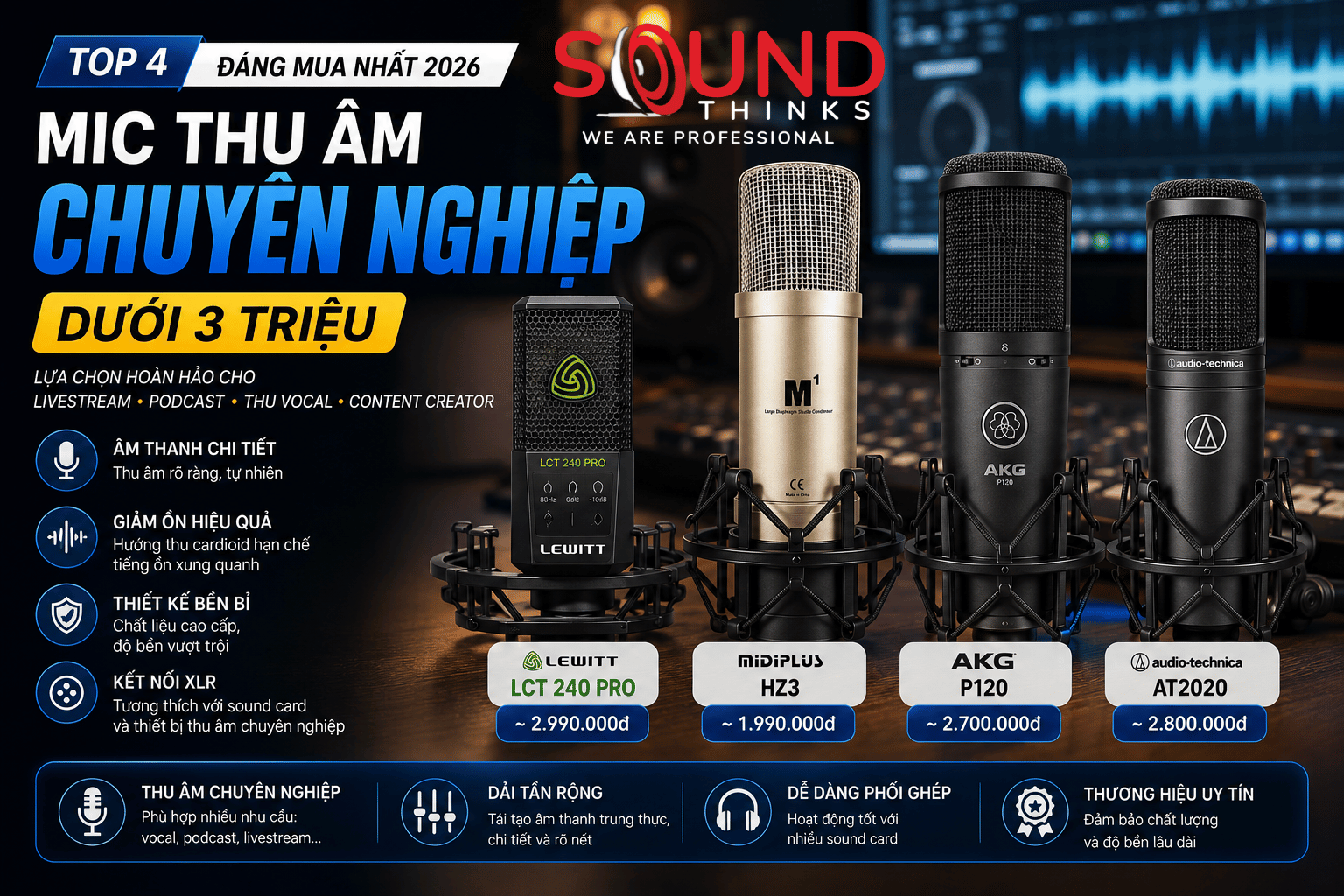 Mic Thu âm Chuyên Nghiệp Dưới 3trieu