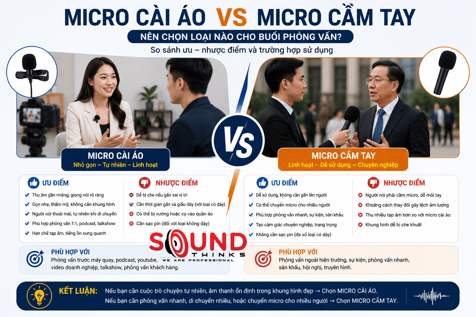 Micro Cài áo Vs Micro Cầm Tay