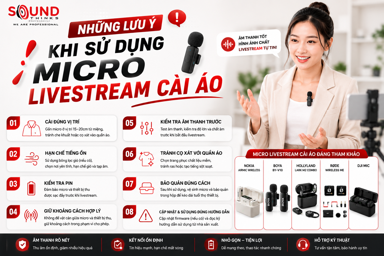 Những lưu ý khi sử dụng micro livestream cài áo