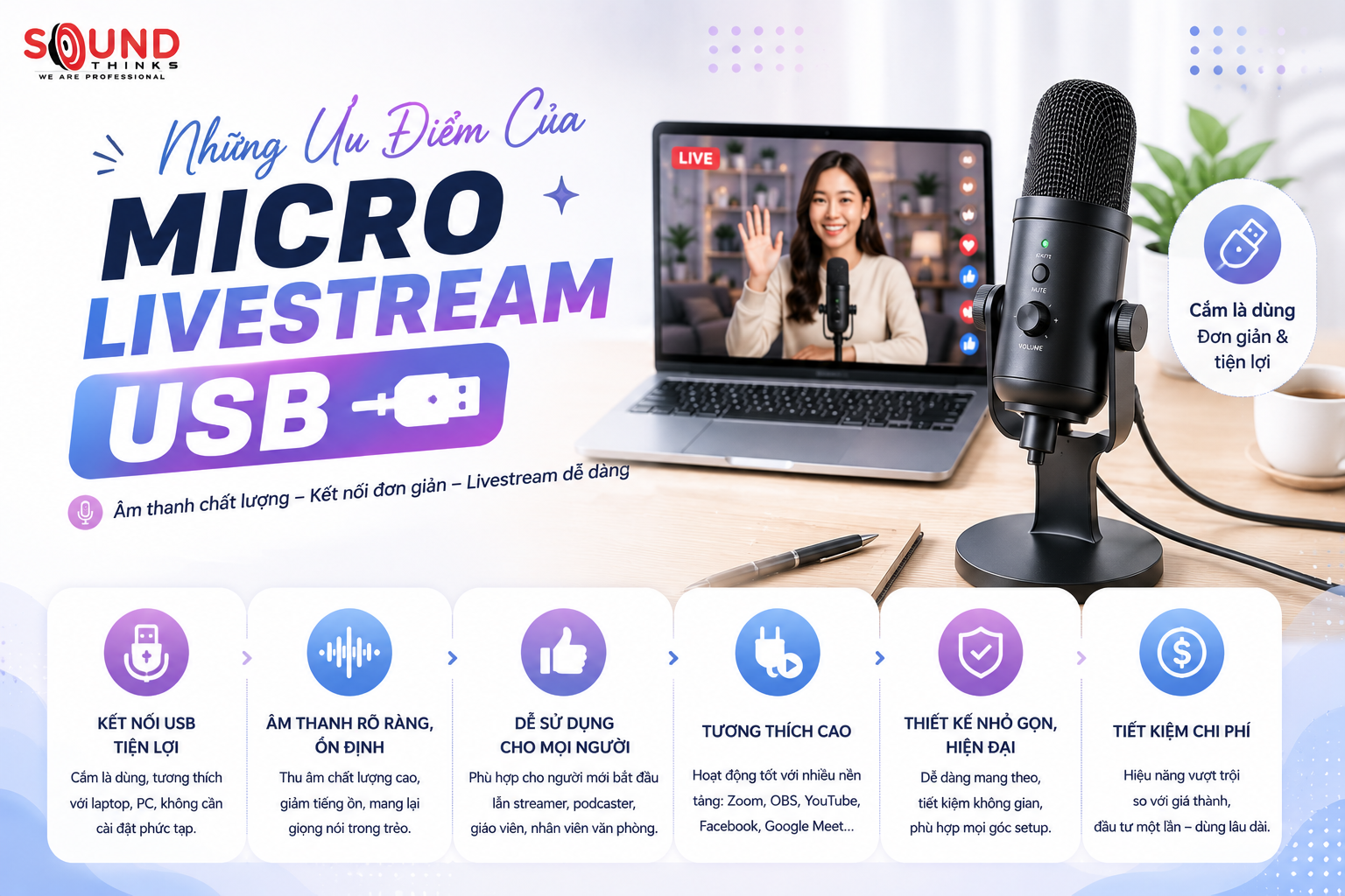 Ưu điểm của Micro Livestream USB