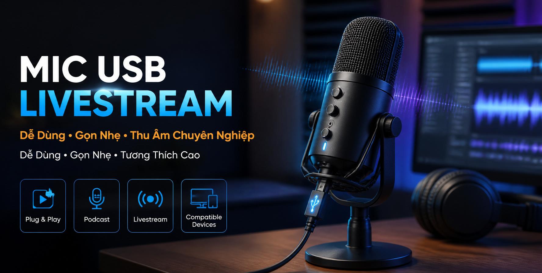 Chất lượng thu âm chuyên nghiệp với mic USB livestream