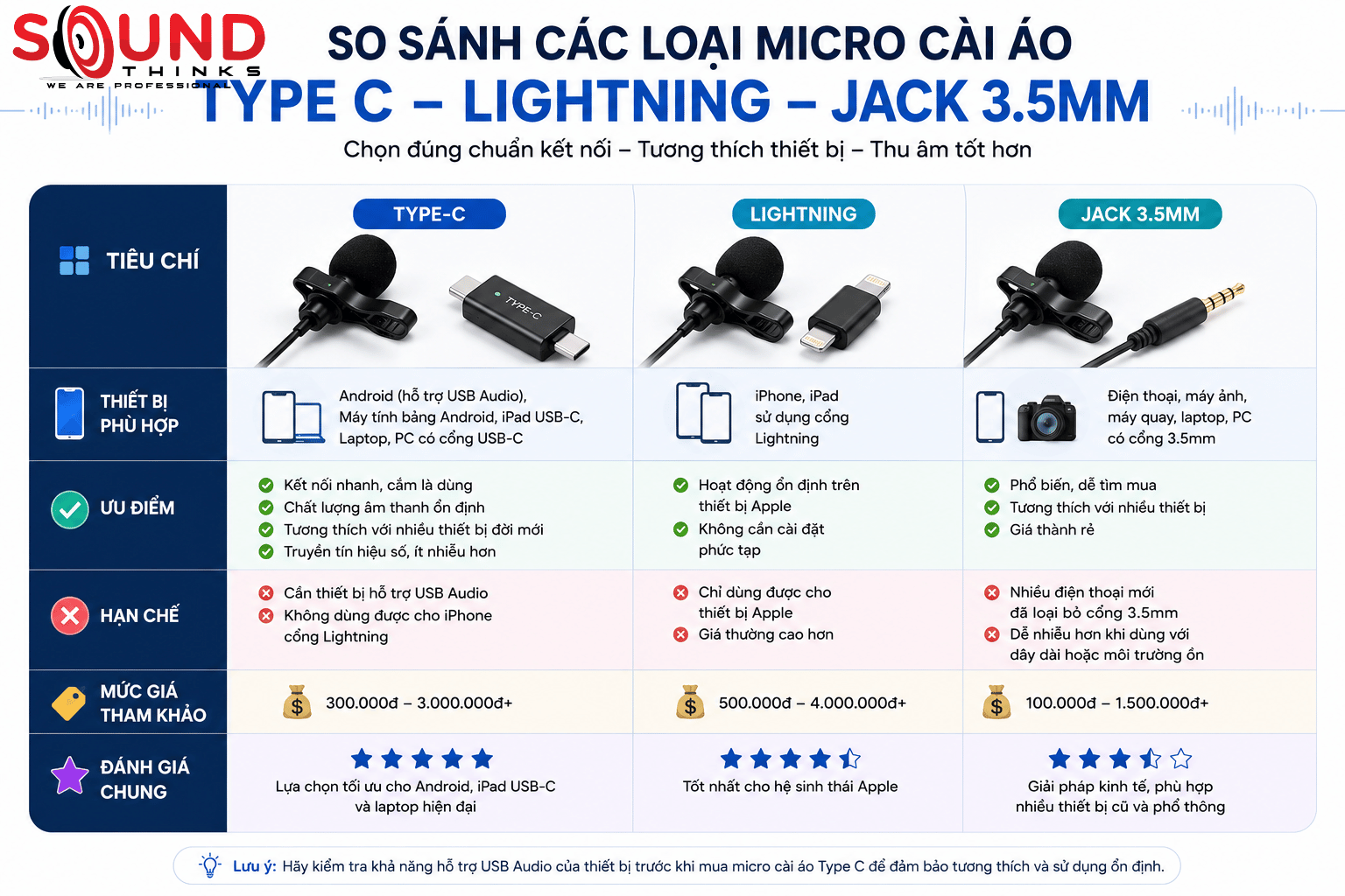 So Sánh Micro Cài áo Type-c