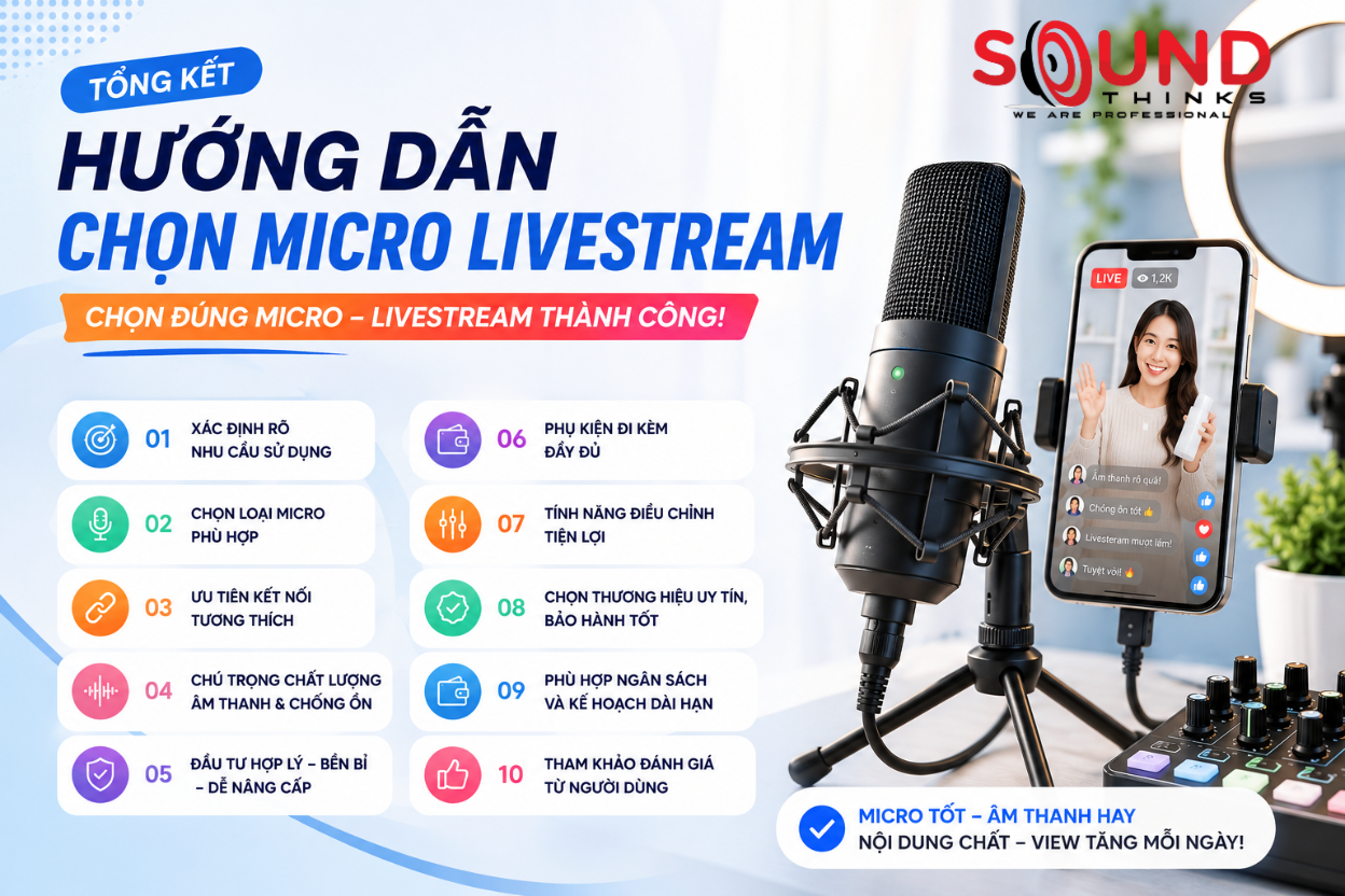 Hướng dẫn chọn micro livestream chuẩn năm 2026: 10 tiêu chí giúp bạn đầu tư đúng ngay từ đầu