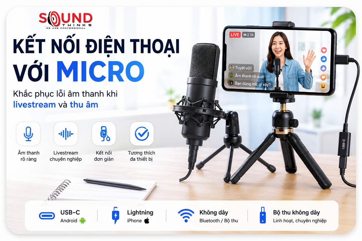 Hướng dẫn kết nối điện thoại với micro: Khắc phục lỗi âm thanh khi livestream và thu âm