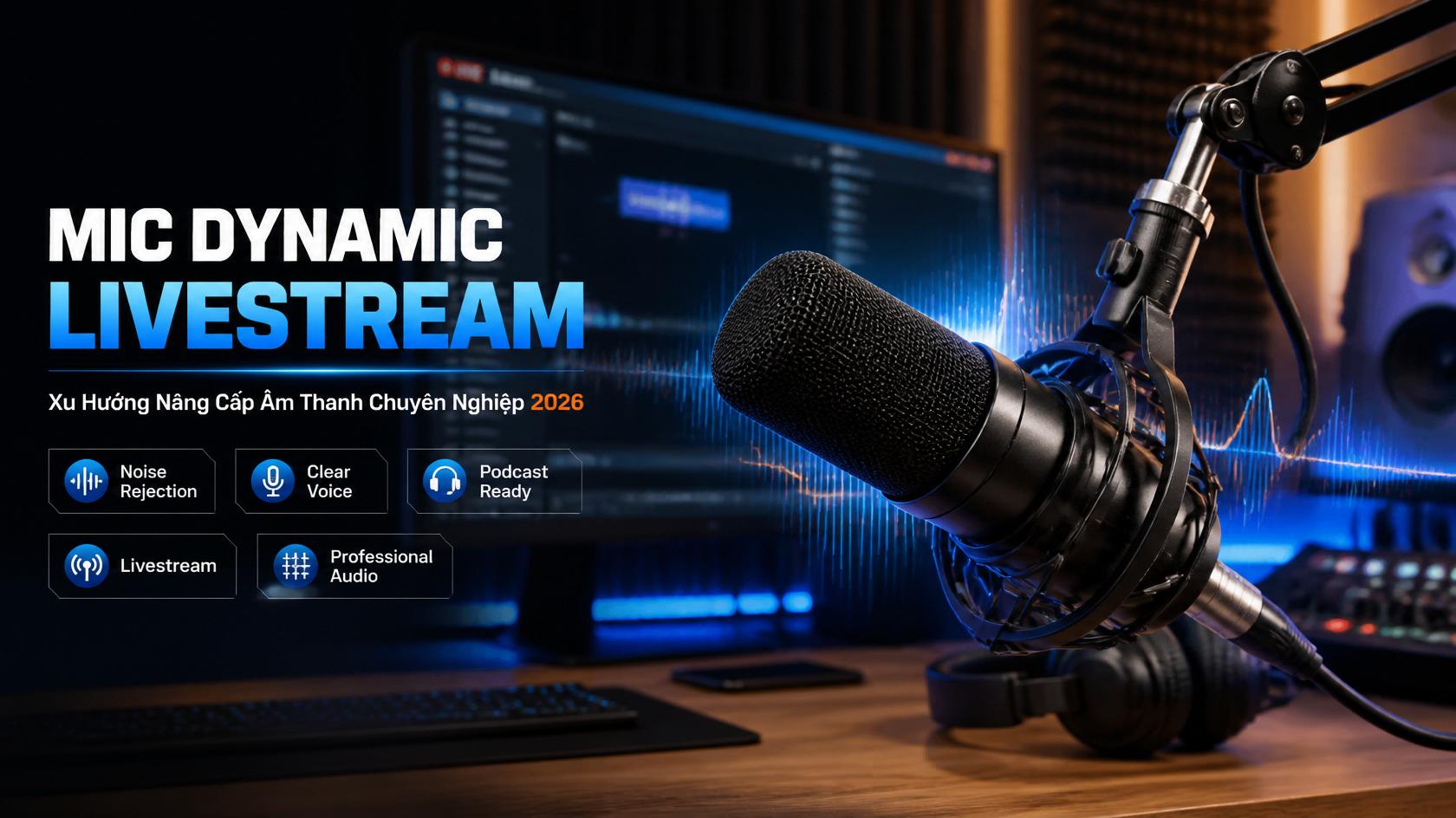 Mic Dynamic Livestream: Xu hướng nâng cấp chất lượng âm thanh cho nhà sáng tạo nội dung năm 2026