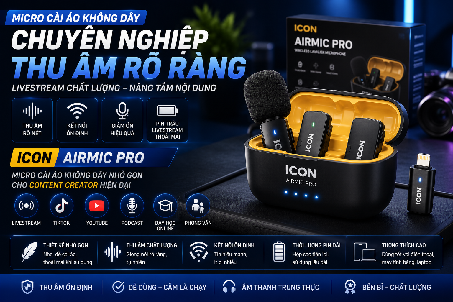 Micro Cai áo Không Dây Chuyên Nghiệp