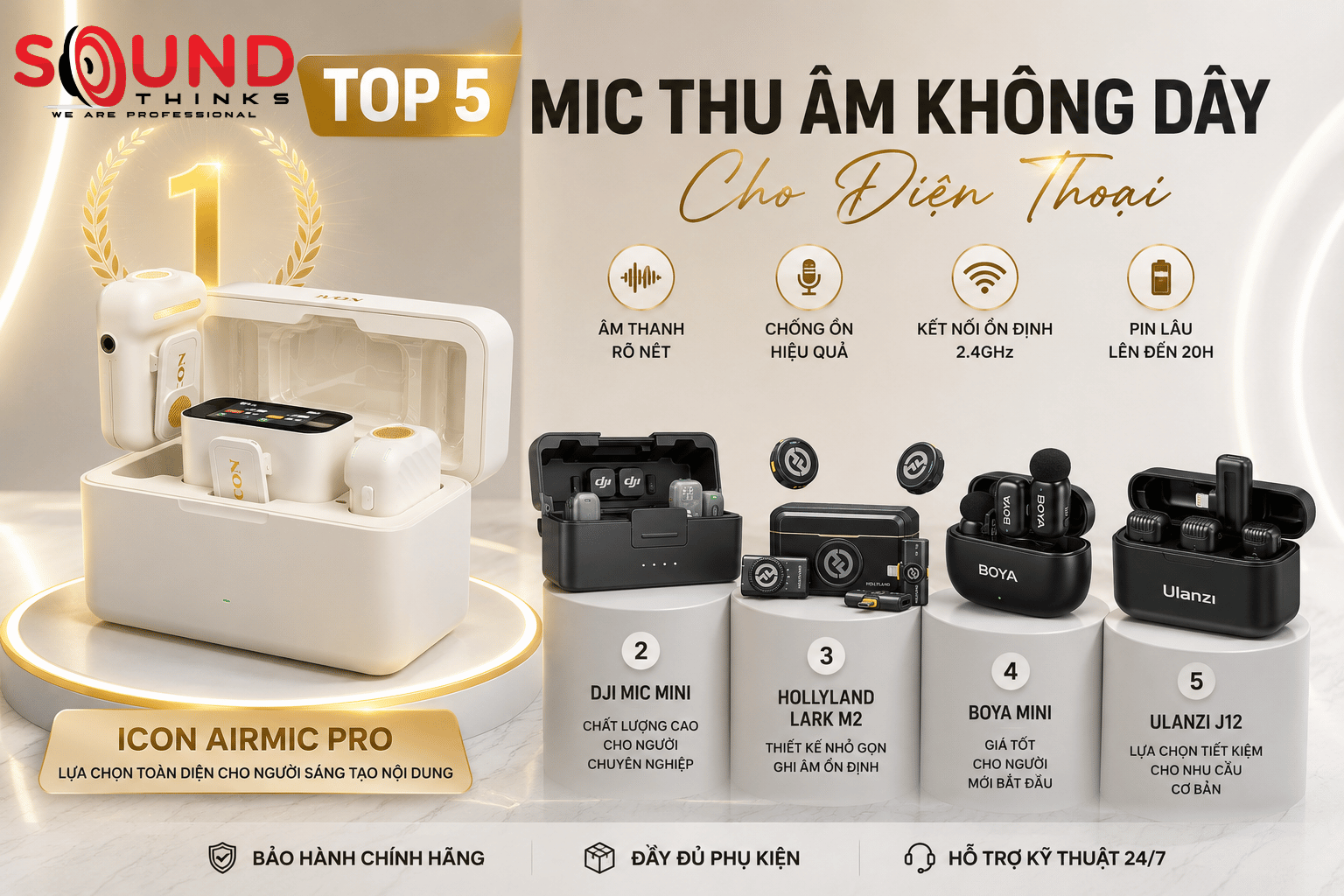 Top5 Mic Thu âm Không Dây Cho Điện Thoại