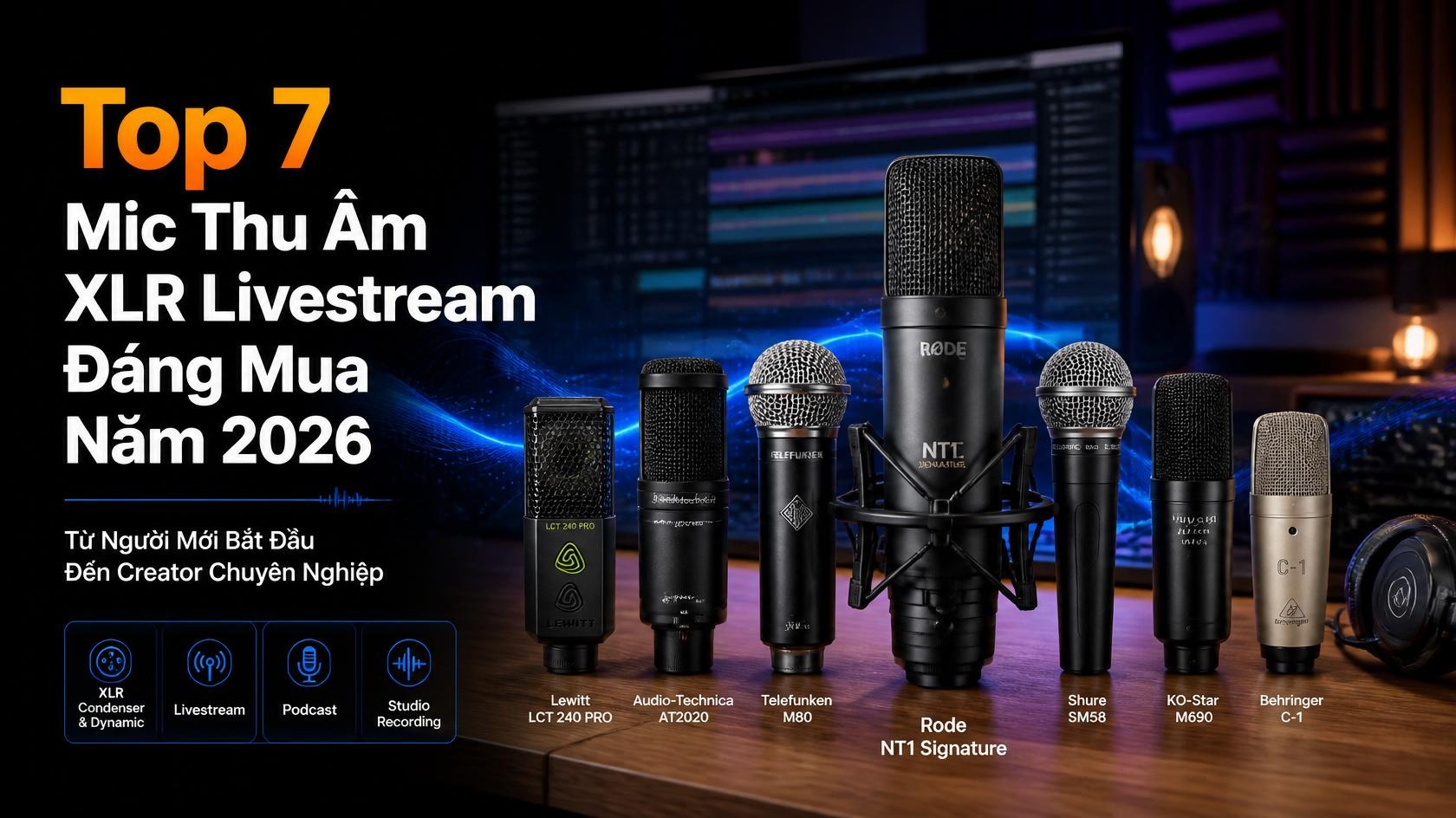 Top 7 Mic Thu Âm XLR Livestream Đáng Mua Năm 2026