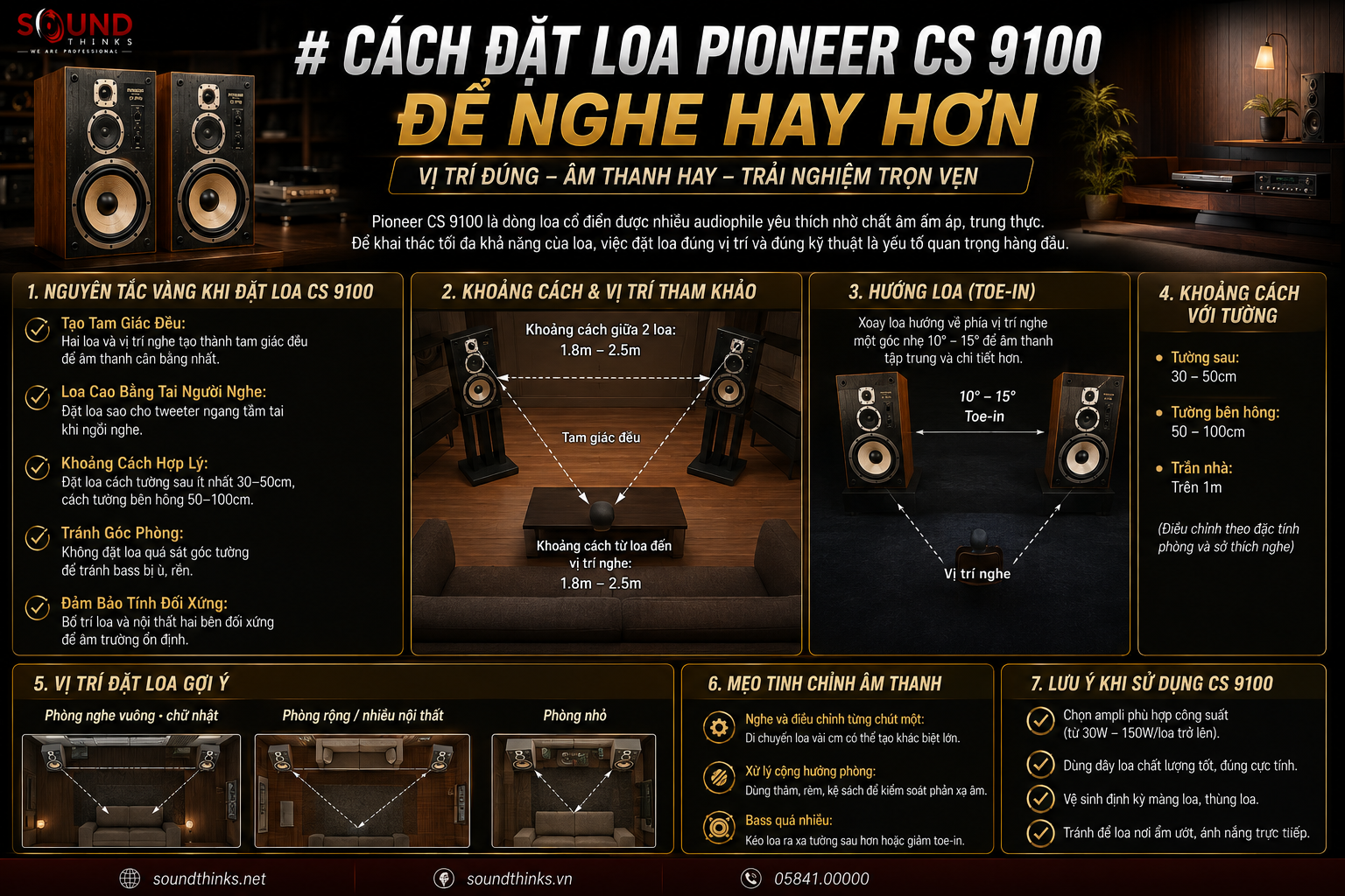 Cách đặt loa Pioneer CS 9100 để nghe hay hơn