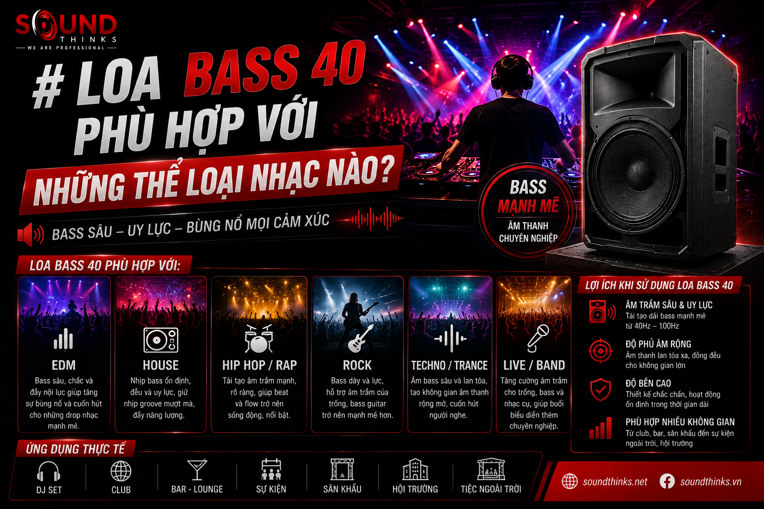 Loa bass 40 phù hợp với những thể loại nhạc nào