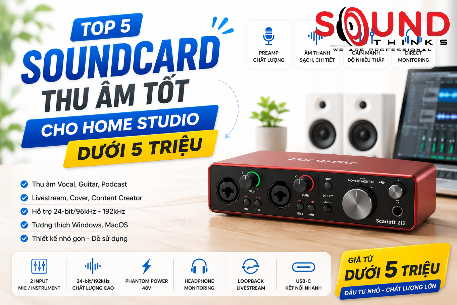 Soundcard Thu âm Dưới 5 Triệu