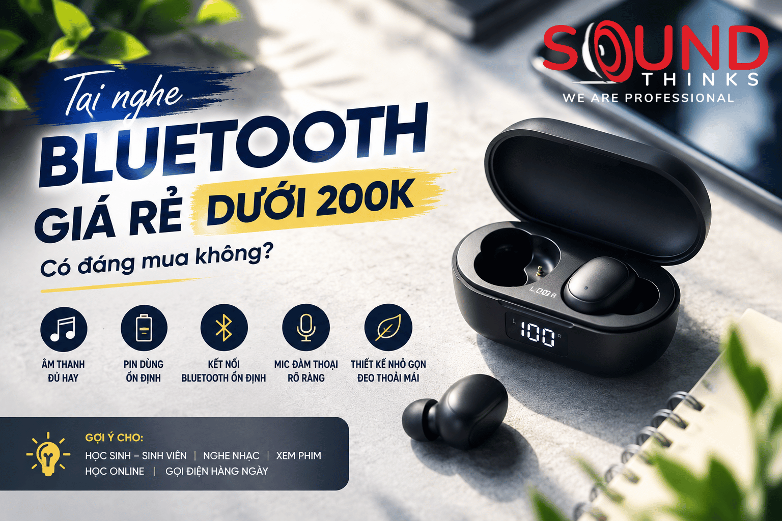 Tai Nghe Bluetooth Giá Rẻ Dưới 200k