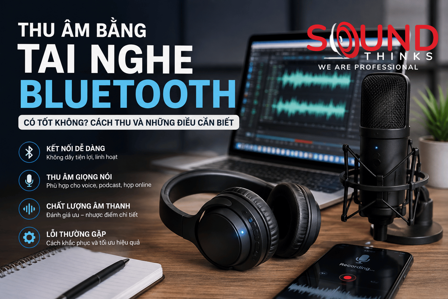 Thu âm Bằng Tai Nghe Bluetooth