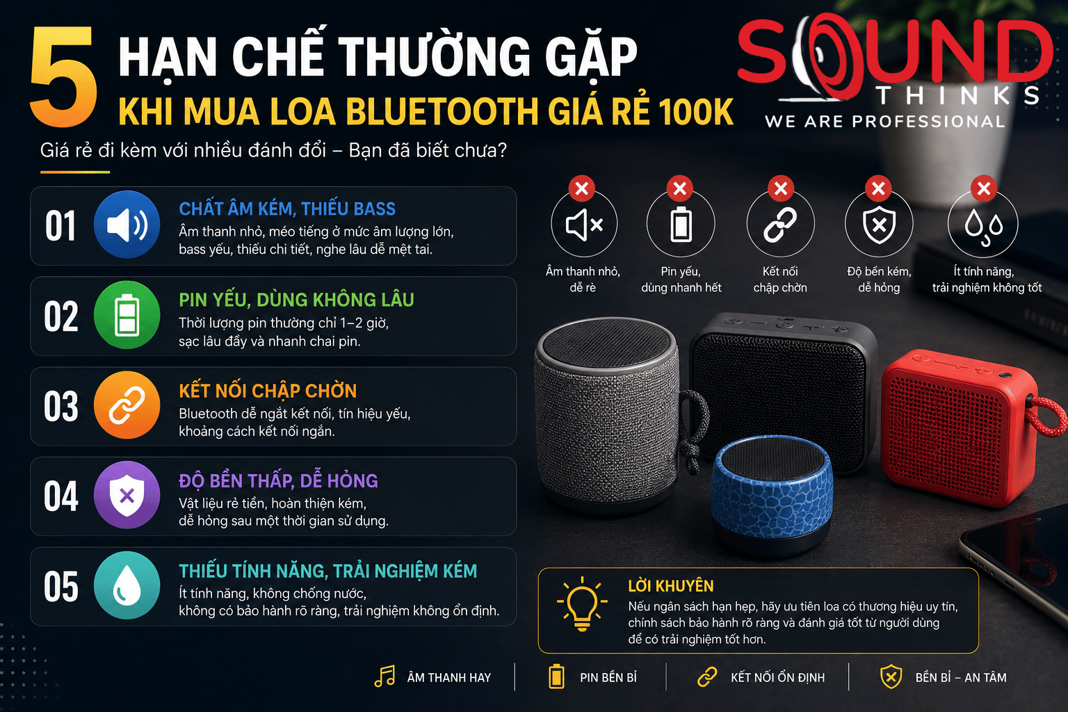 Hạn Chế Khi Mua Loa Bluetooth 100k