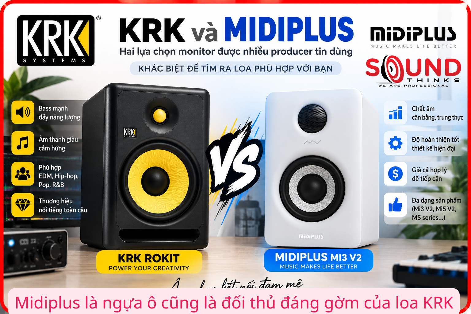 Midiplus là ngựa ô cũng là đối thủ đáng gờm của loa KRK